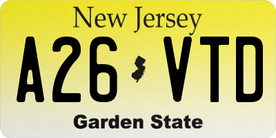 NJ license plate A26VTD