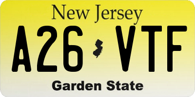 NJ license plate A26VTF
