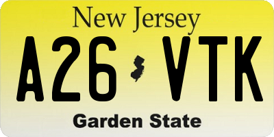 NJ license plate A26VTK