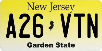 NJ license plate A26VTN