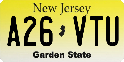 NJ license plate A26VTU
