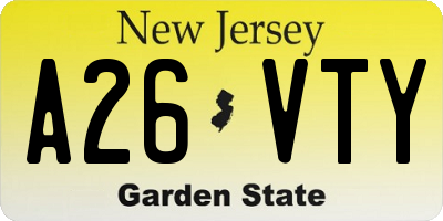 NJ license plate A26VTY