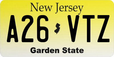 NJ license plate A26VTZ