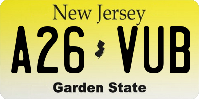NJ license plate A26VUB