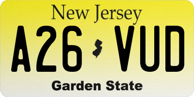 NJ license plate A26VUD