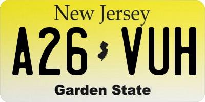 NJ license plate A26VUH