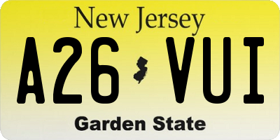 NJ license plate A26VUI