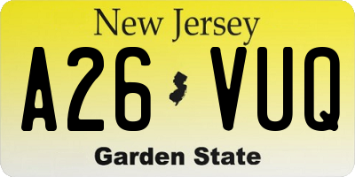 NJ license plate A26VUQ