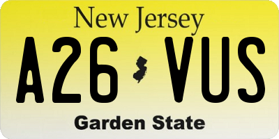 NJ license plate A26VUS