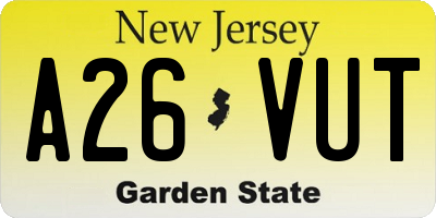 NJ license plate A26VUT
