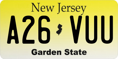 NJ license plate A26VUU