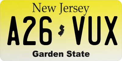NJ license plate A26VUX