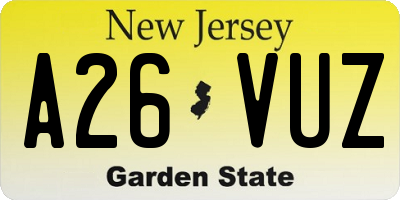 NJ license plate A26VUZ