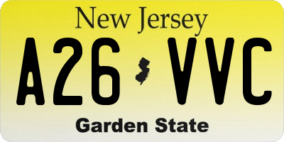NJ license plate A26VVC