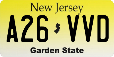 NJ license plate A26VVD