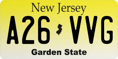 NJ license plate A26VVG