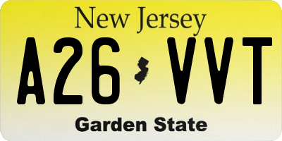 NJ license plate A26VVT
