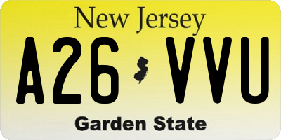 NJ license plate A26VVU