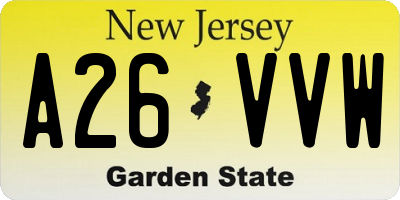 NJ license plate A26VVW