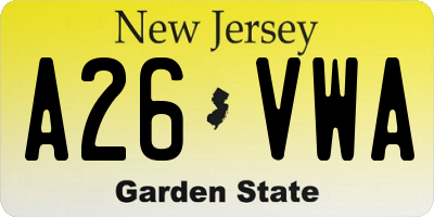 NJ license plate A26VWA