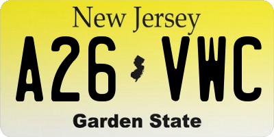 NJ license plate A26VWC