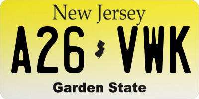 NJ license plate A26VWK