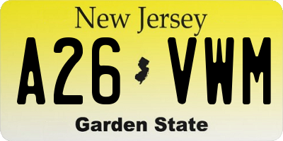 NJ license plate A26VWM