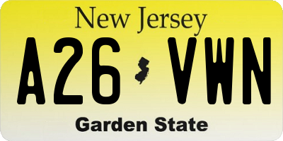 NJ license plate A26VWN