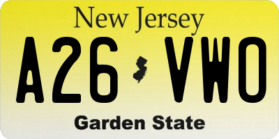 NJ license plate A26VWO