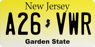 NJ license plate A26VWR