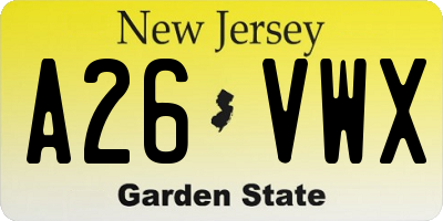 NJ license plate A26VWX