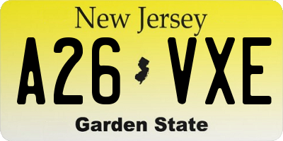 NJ license plate A26VXE