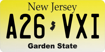 NJ license plate A26VXI