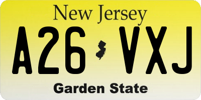 NJ license plate A26VXJ
