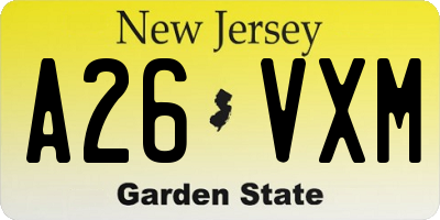 NJ license plate A26VXM