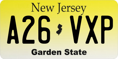 NJ license plate A26VXP