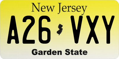 NJ license plate A26VXY
