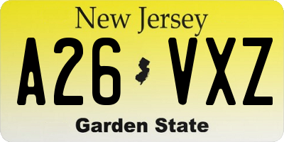 NJ license plate A26VXZ