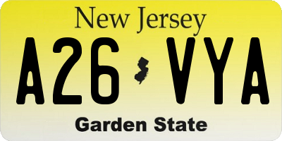NJ license plate A26VYA