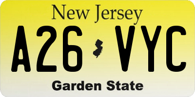 NJ license plate A26VYC