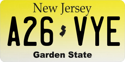 NJ license plate A26VYE