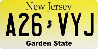 NJ license plate A26VYJ