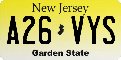 NJ license plate A26VYS