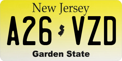 NJ license plate A26VZD