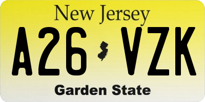 NJ license plate A26VZK