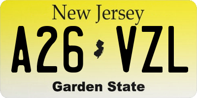 NJ license plate A26VZL