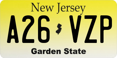 NJ license plate A26VZP