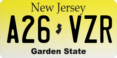NJ license plate A26VZR