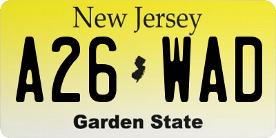 NJ license plate A26WAD