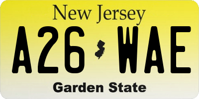 NJ license plate A26WAE